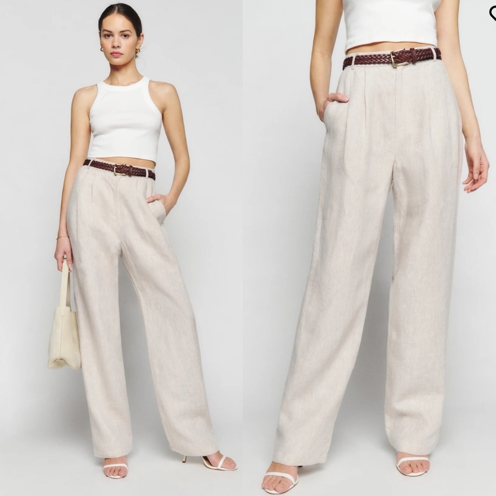 Reformation Cream Wide Leg Pants